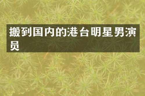 搬到国内的港台明星男演员