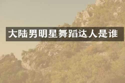 大陆男明星舞蹈达人是谁