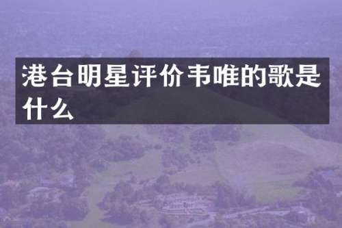 港台明星评价韦唯的歌是什么