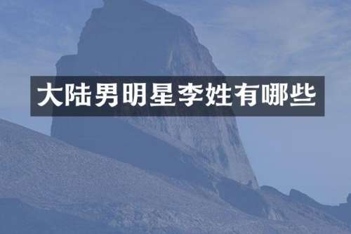 大陆男明星李姓有哪些