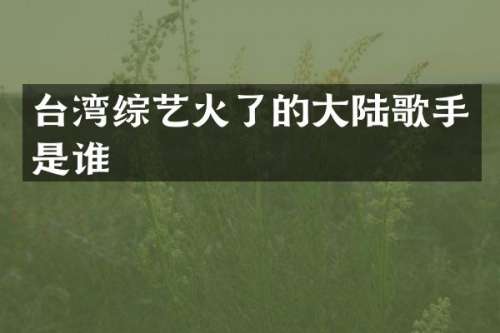 台湾综艺火了的大陆歌手是谁