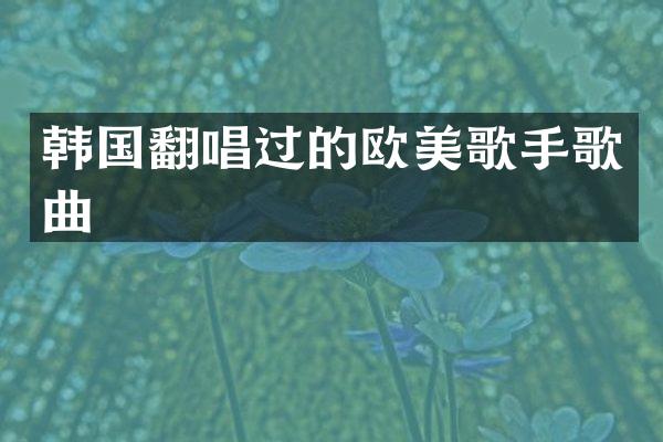 韩国翻唱过的欧美歌手歌曲