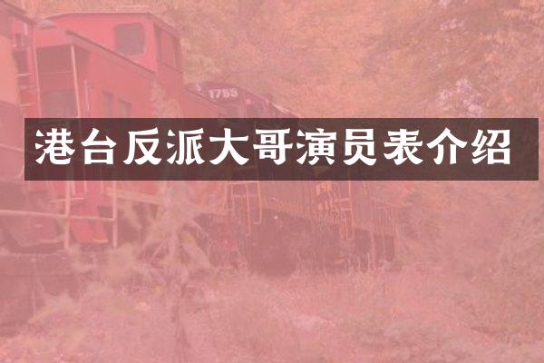 港台反派大哥演员表介绍