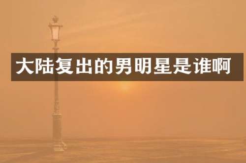 大陆复出的男明星是谁啊