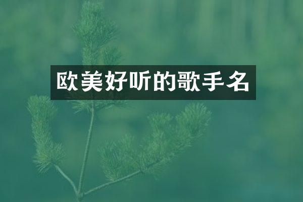 欧美好听的歌手名