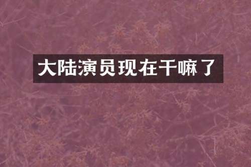 大陆演员现在干嘛了