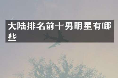 大陆排名前十男明星有哪些