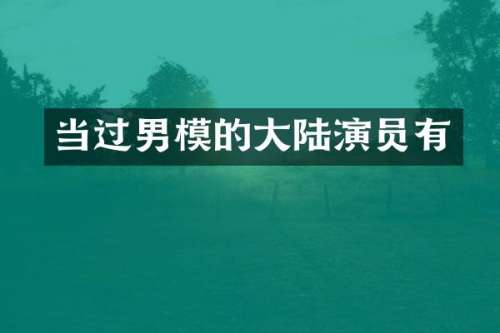 当过男模的大陆演员有