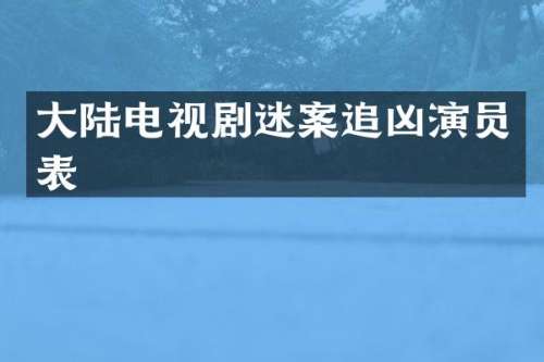 大陆电视剧迷案追凶演员表