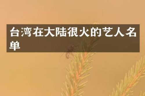 台湾在大陆很火的艺人名单