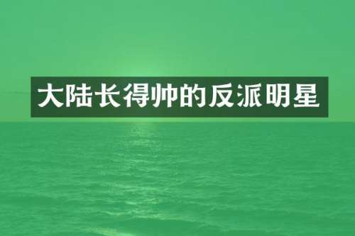 大陆长得帅的反派明星