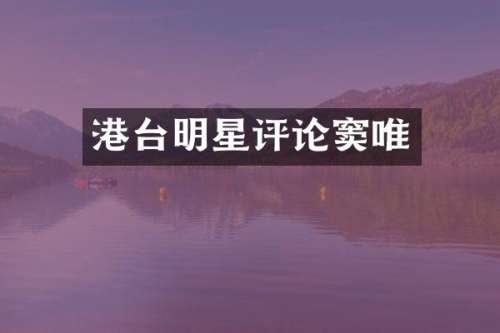 港台明星评论窦唯