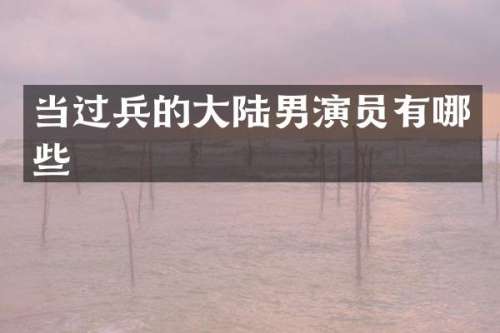 当过兵的大陆男演员有哪些
