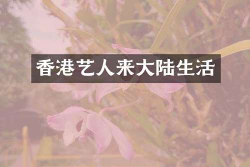 香港艺人来大陆生活