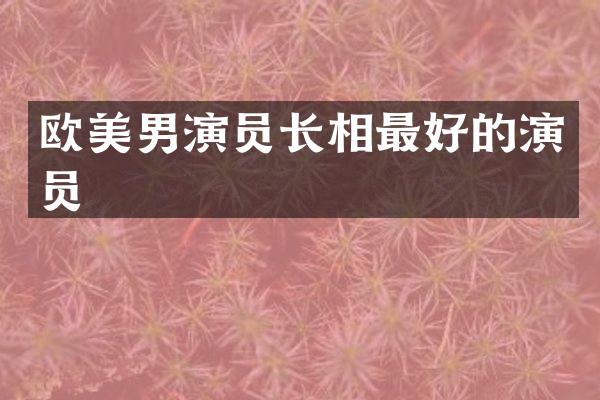 欧美男演员长相最好的演员