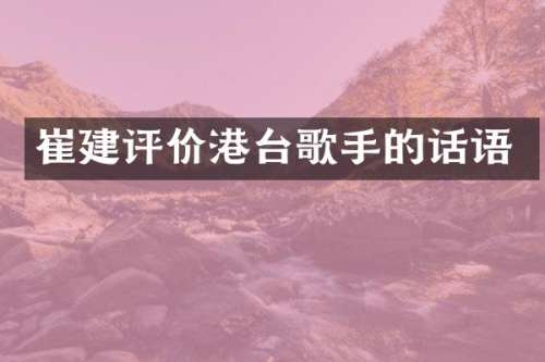 崔建评价港台歌手的话语