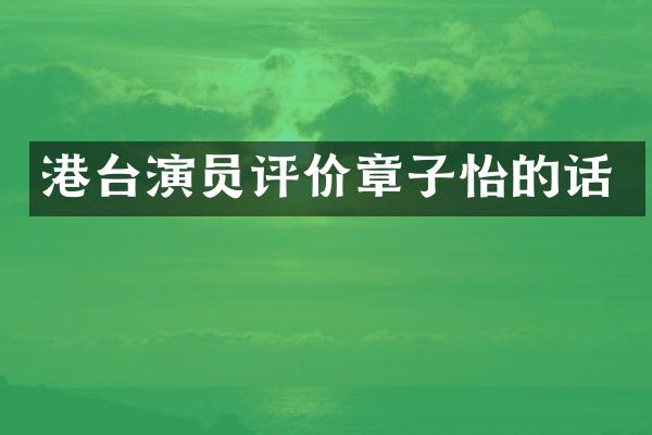 港台演员评价章子怡的话