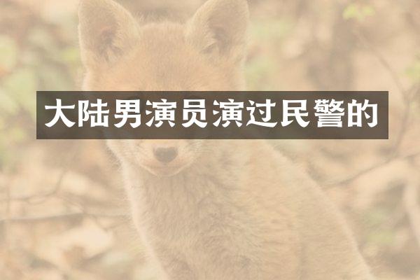 大陆男演员演过民警的
