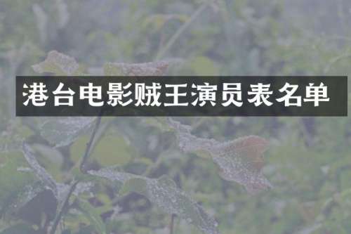 港台电影贼王演员表名单