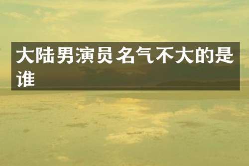 大陆男演员名气不大的是谁