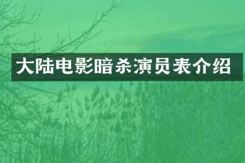 大陆电影暗杀演员表介绍