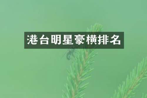 港台明星豪横排名