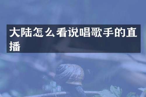 大陆怎么看说唱歌手的直播