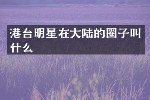 港台明星在大陆的圈子叫什么