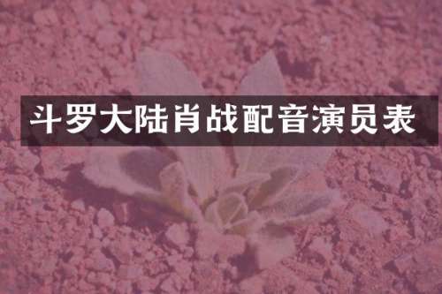 斗罗大陆肖战配音演员表