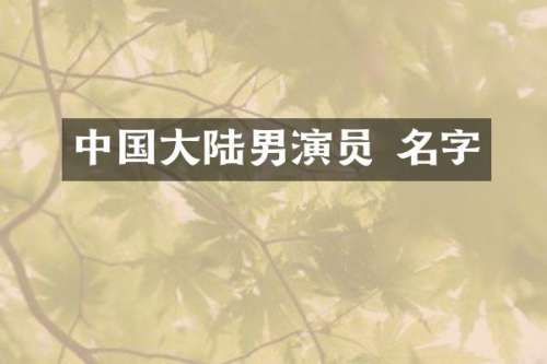 中国大陆男演员 名字
