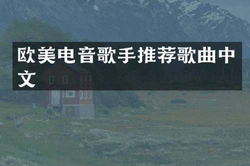 欧美电音歌手推荐歌曲中文