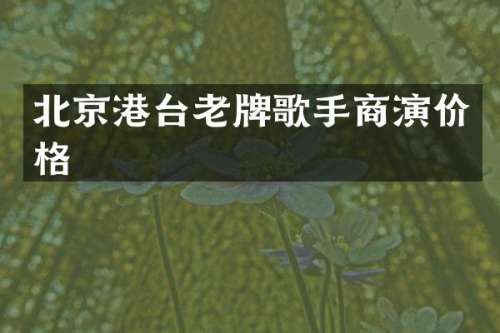 北京港台老牌歌手商演价格