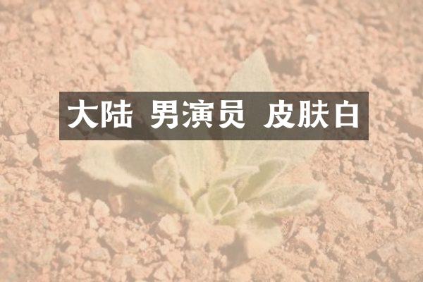 大陆 男演员 皮肤白