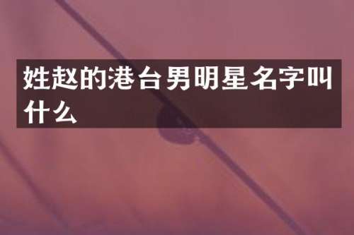 姓赵的港台男明星名字叫什么