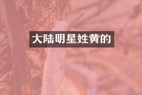 大陆明星姓黄的