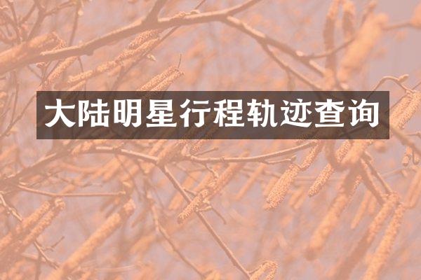 大陆明星行程轨迹查询