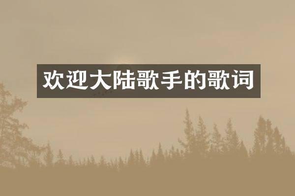 欢迎大陆歌手的歌词