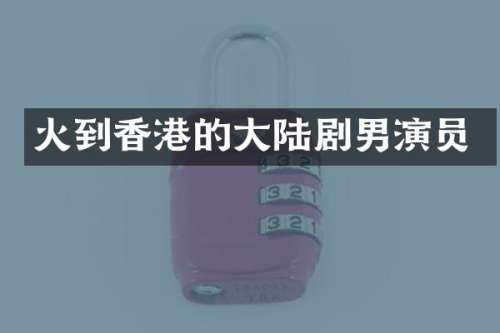 火到香港的大陆剧男演员