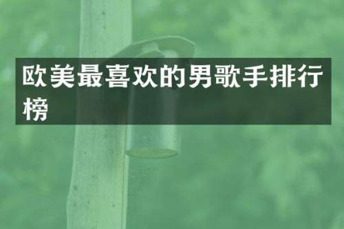 欧美最喜欢的男歌手排行榜