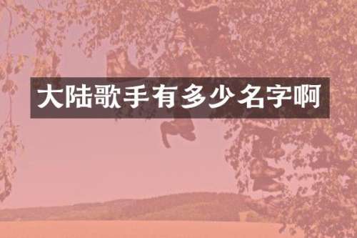 大陆歌手有多少名字啊