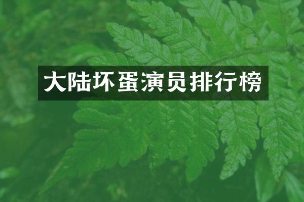 大陆坏蛋演员排行榜