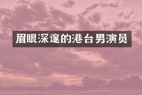眉眼深邃的港台男演员