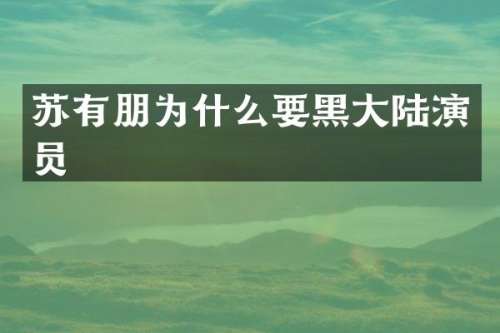 苏有朋为什么要黑大陆演员