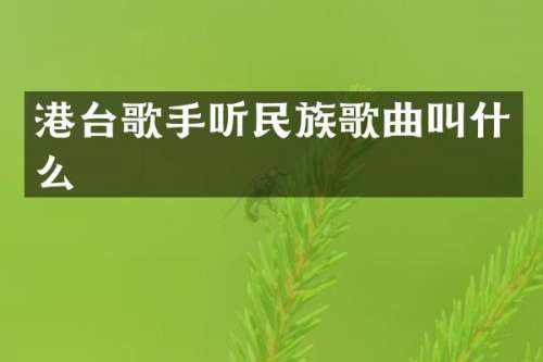 港台歌手听歌曲叫什么
