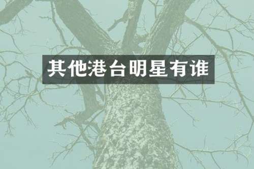 其他港台明星有谁
