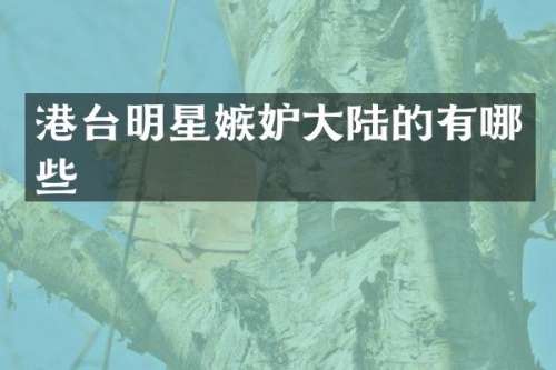 港台明星嫉妒大陆的有哪些