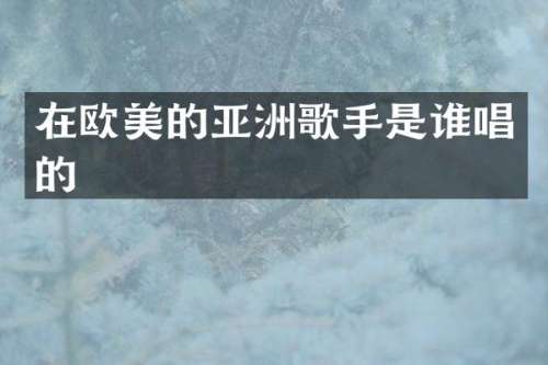 在欧美的亚洲歌手是谁唱的