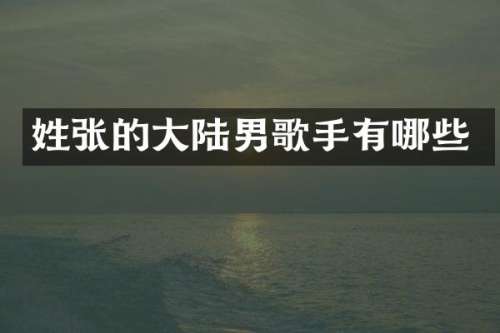 姓张的大陆男歌手有哪些