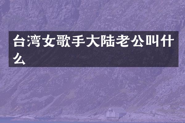 台湾女歌手大陆老公叫什么