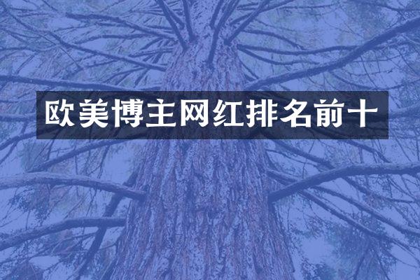欧美博主网红排名前十